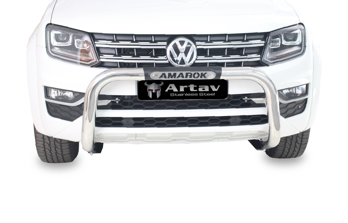 Bragan Double Spoiler Bar – Type A Front Bumper Nudge Bar For VW Amarok 2010-2016, Chrome Stainless Steel